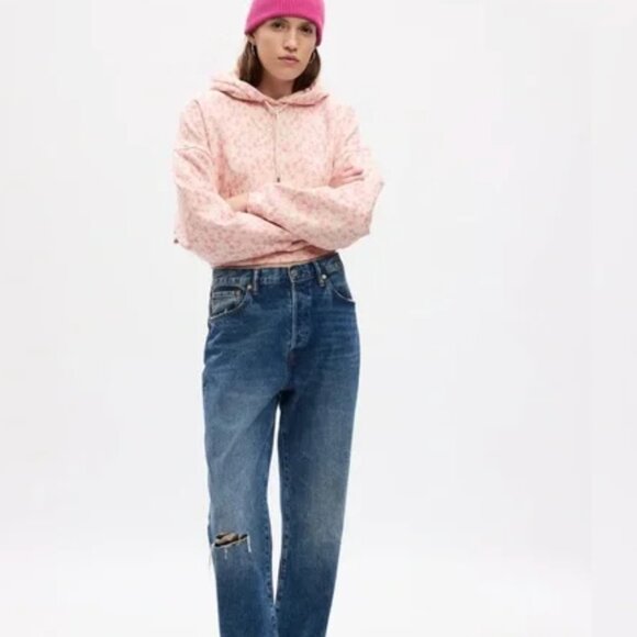 GAP x LOVESHACKFANCY Pink Floral Hoodie Sweatshirt size small - Picture 3 of 5